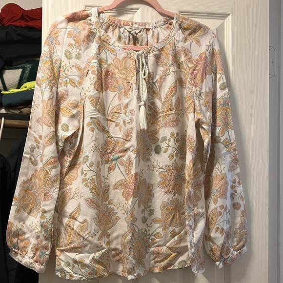 Lucky Brand Tops - Lucky Brand Floral Blouse in Cream and Orange